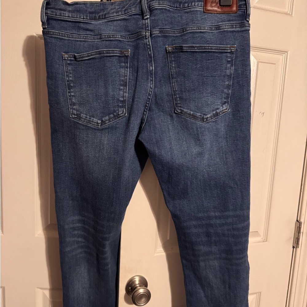 Jos. A. Bank 1905 Leather-Trim Blue Denim Jeans Tailor Fit 38x30